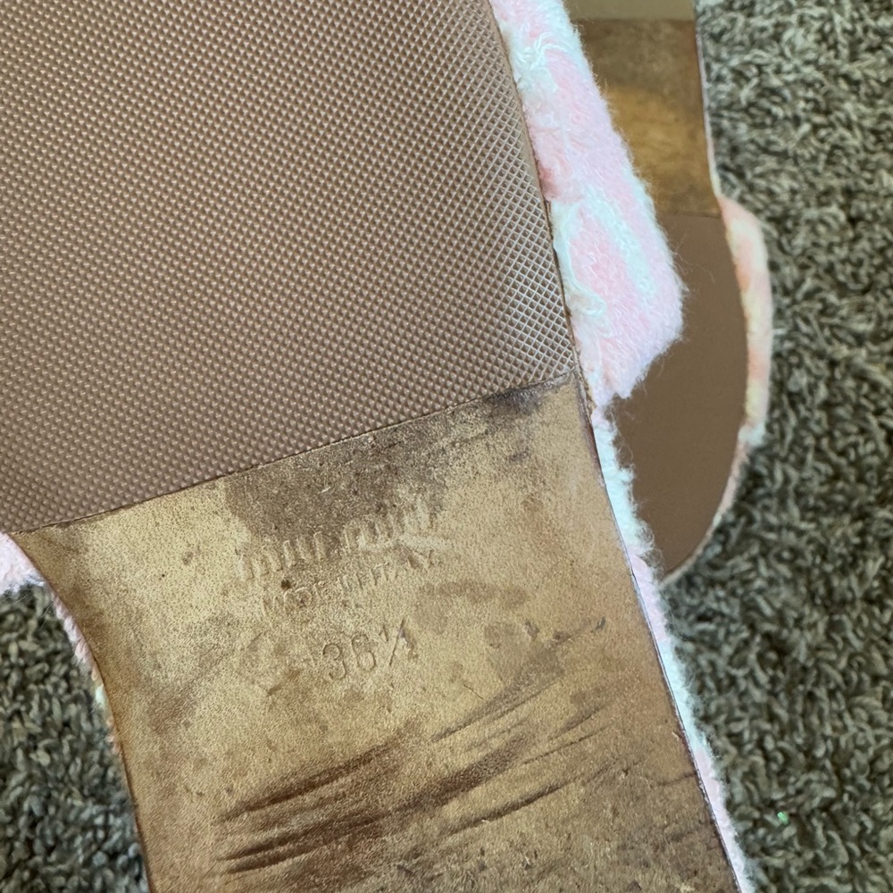 Miu Miu pink Logo terry cloth Pool Sandals slides - Picture 12 of 13